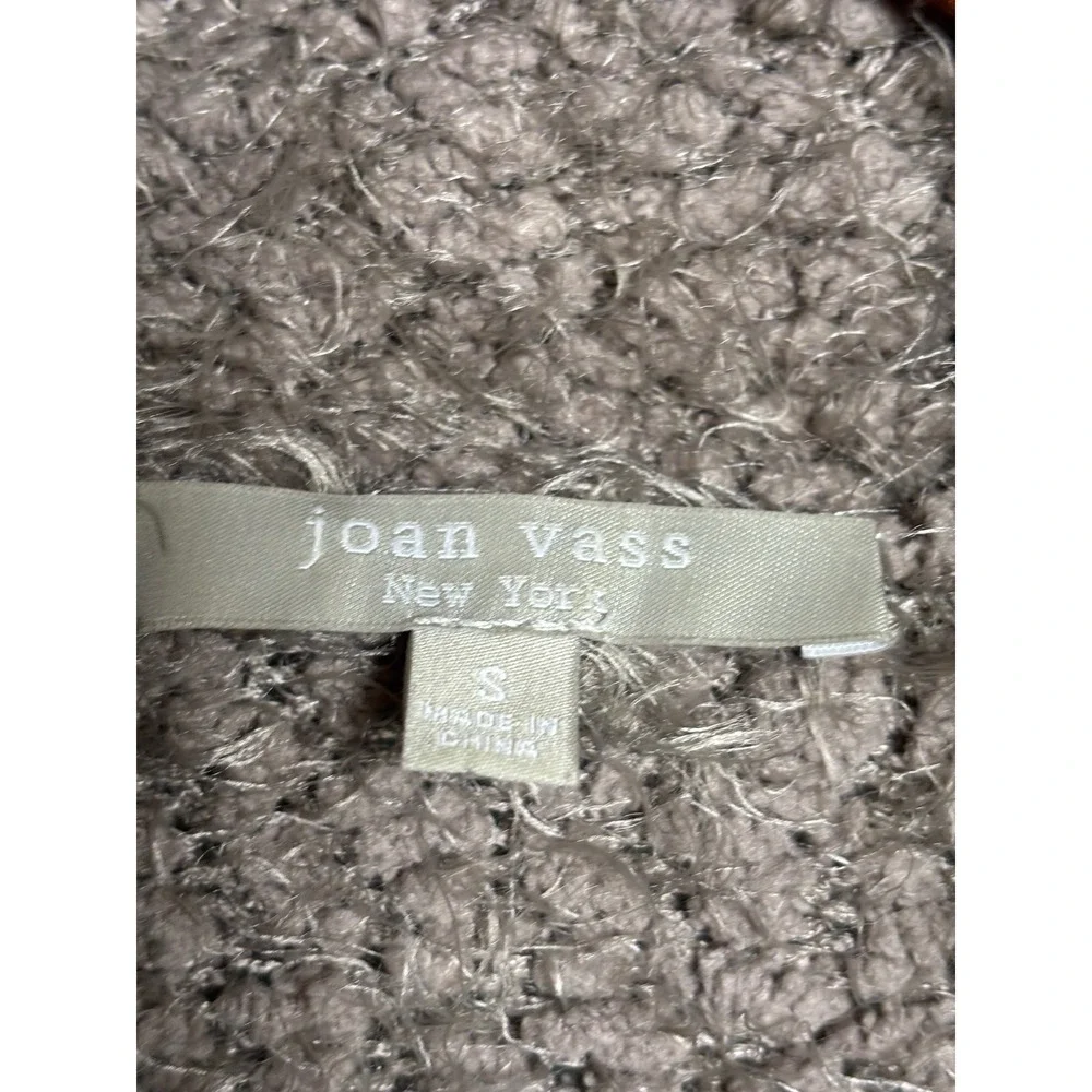 Joan Vass Fuzzy Eyelash Knit Ombre Cardigan Womens Small Open Front